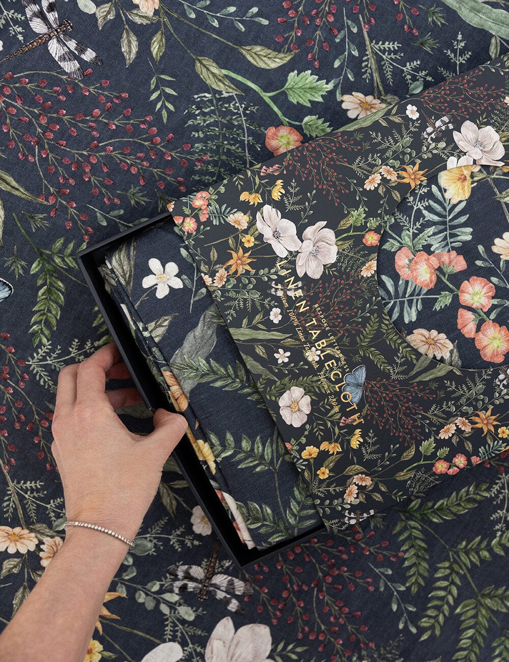 Dusk In Bloom Linen Tablecloth