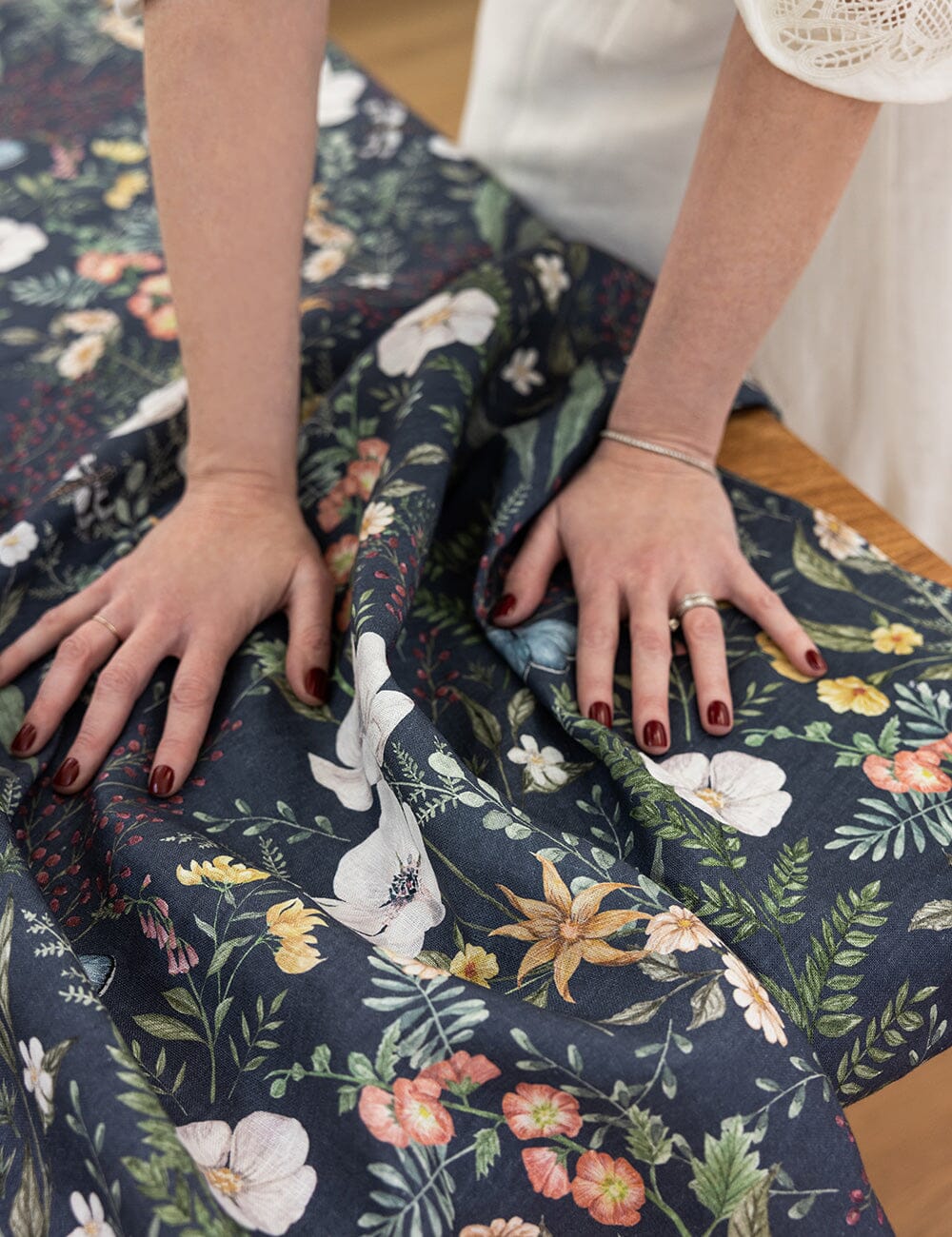Dusk In Bloom Linen Tablecloth