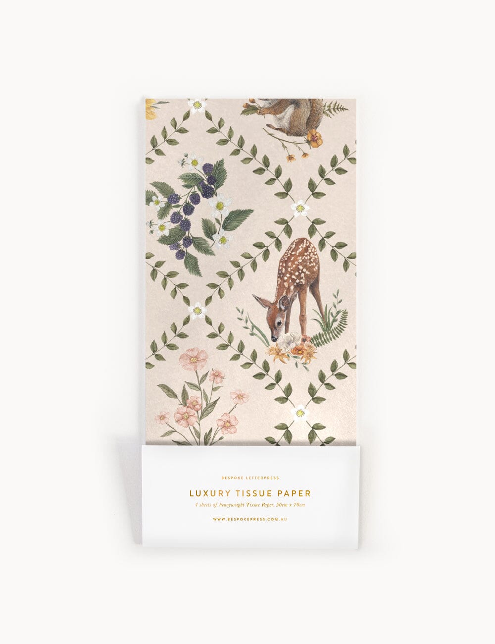 4pk Tissue Paper - Wildflower Trellis Tissue Paper Bespoke Letterpress 