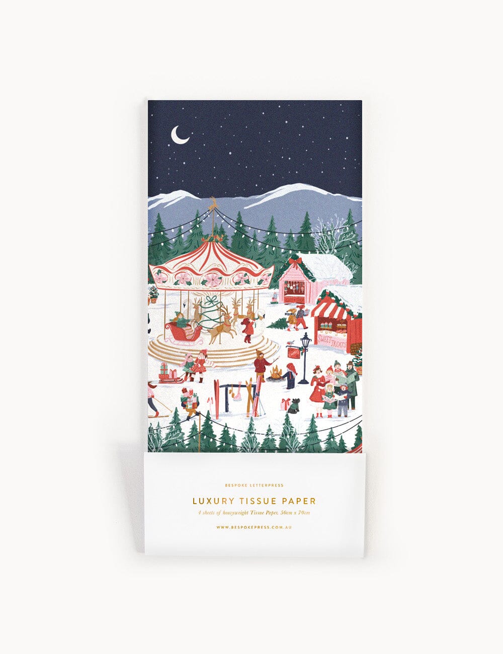 4pk Tissue Paper - Christmas Market Tissue Paper Bespoke Letterpress 