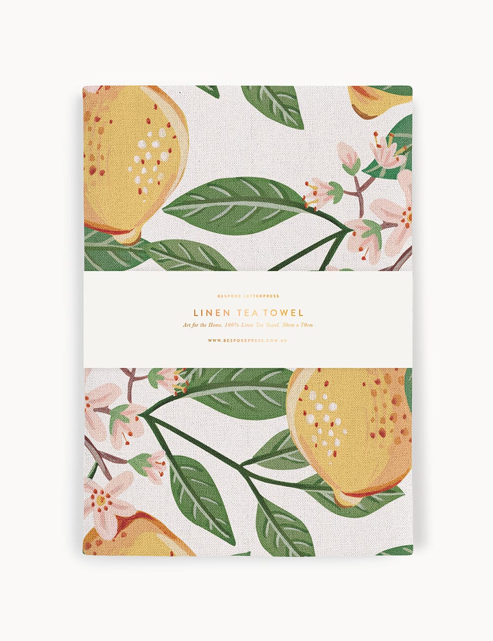 Lemons 100% Linen Tea Towel Tea Towel Bespoke Letterpress 