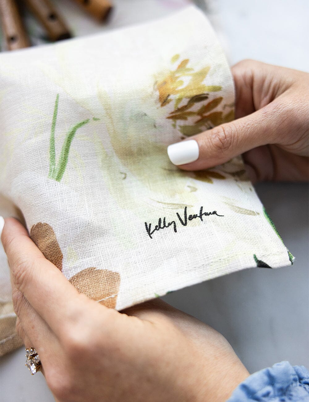 Peony Study 100% Linen Tea Towel