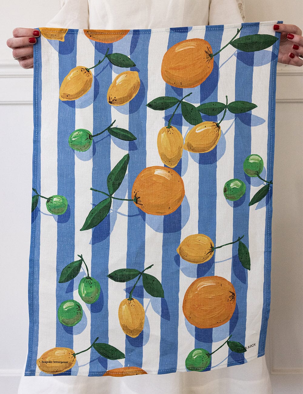 Citrus 100% Linen Tea Towel Tea Towel Bespoke Letterpress 