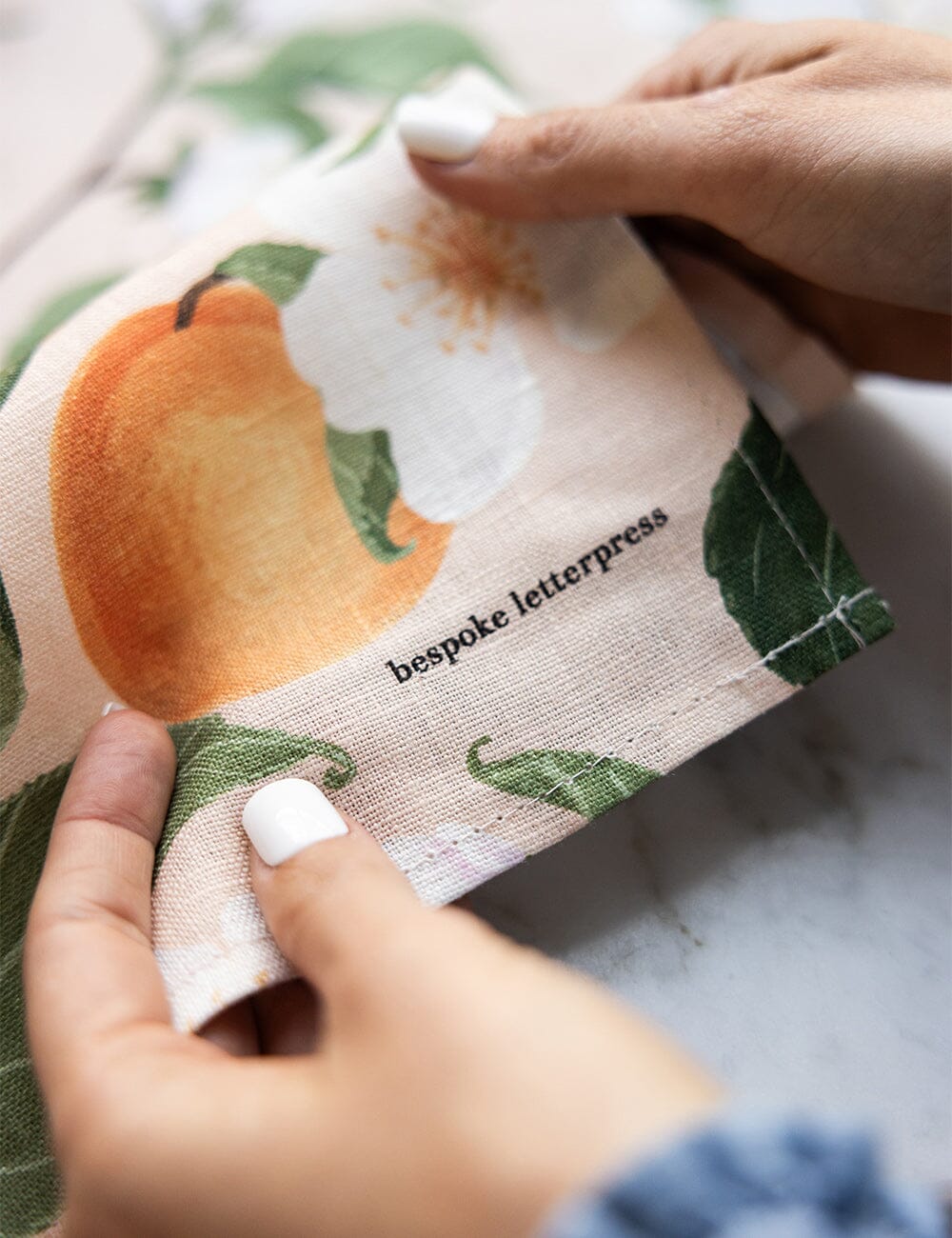 Peaches 100% Linen Tea Towel