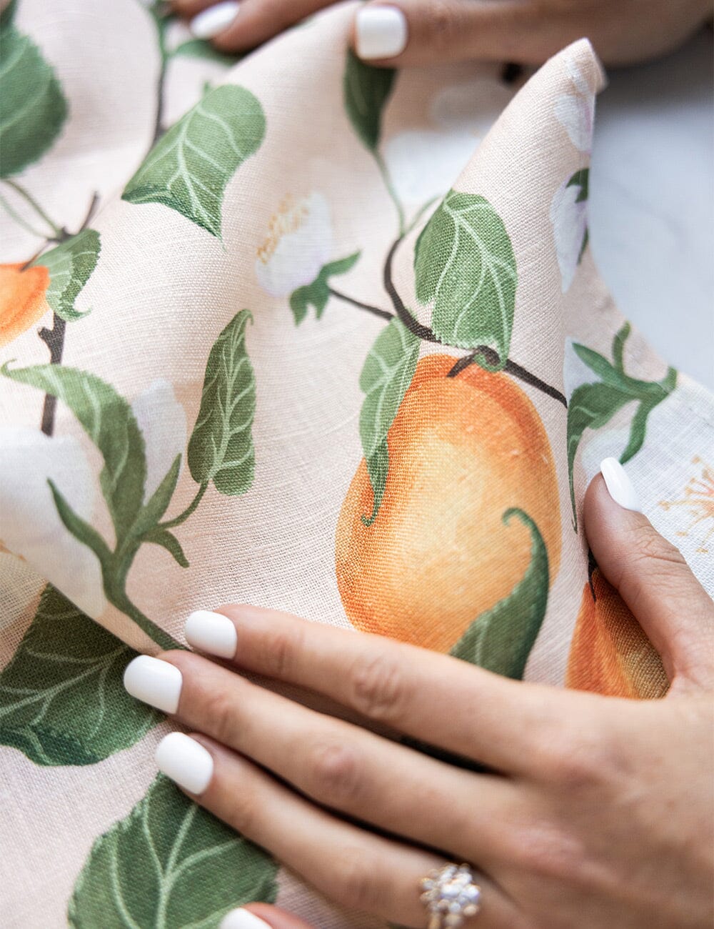 Peaches 100% Linen Tea Towel