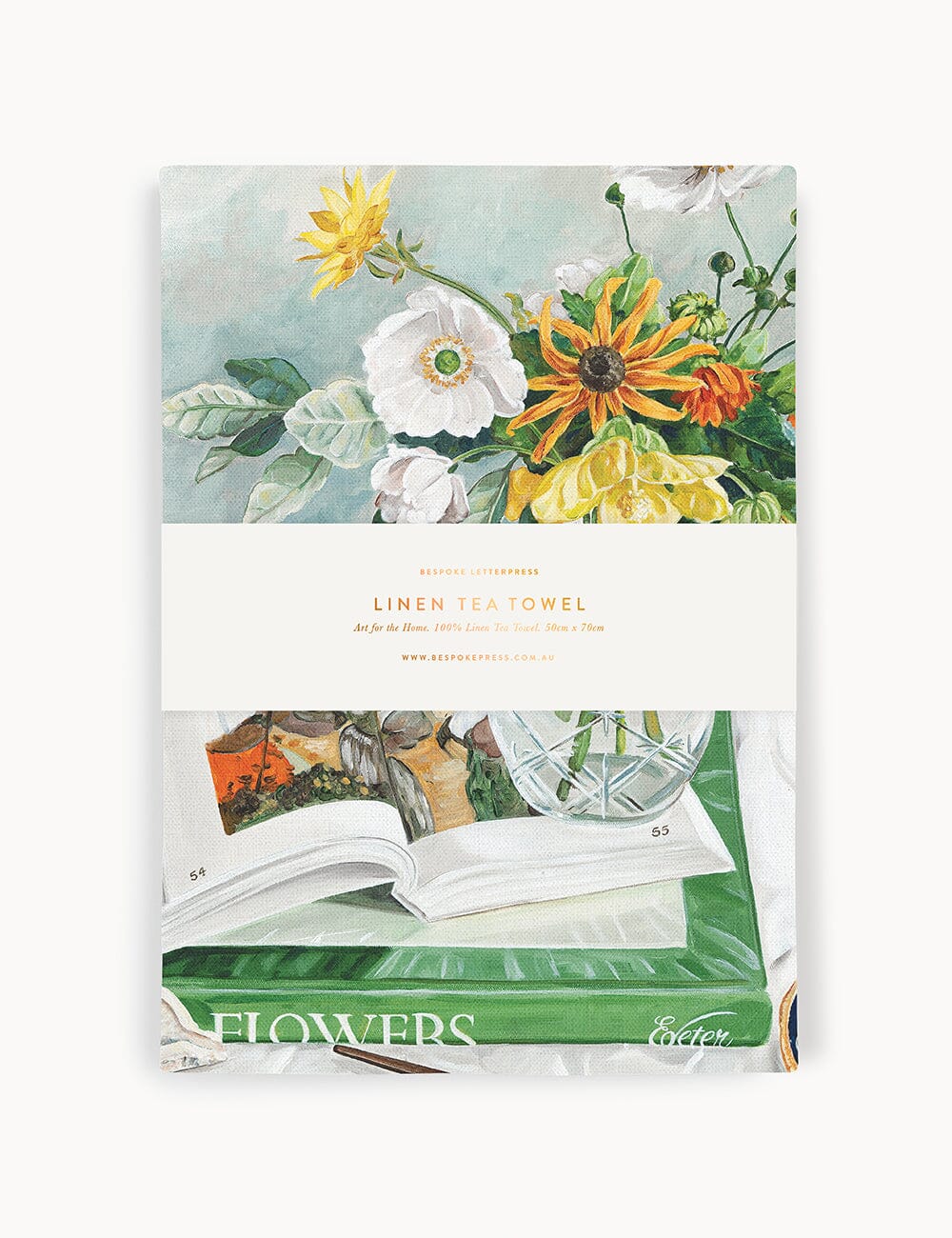 April Blooms 100% Linen Tea Towel Tea Towel Bespoke Letterpress 