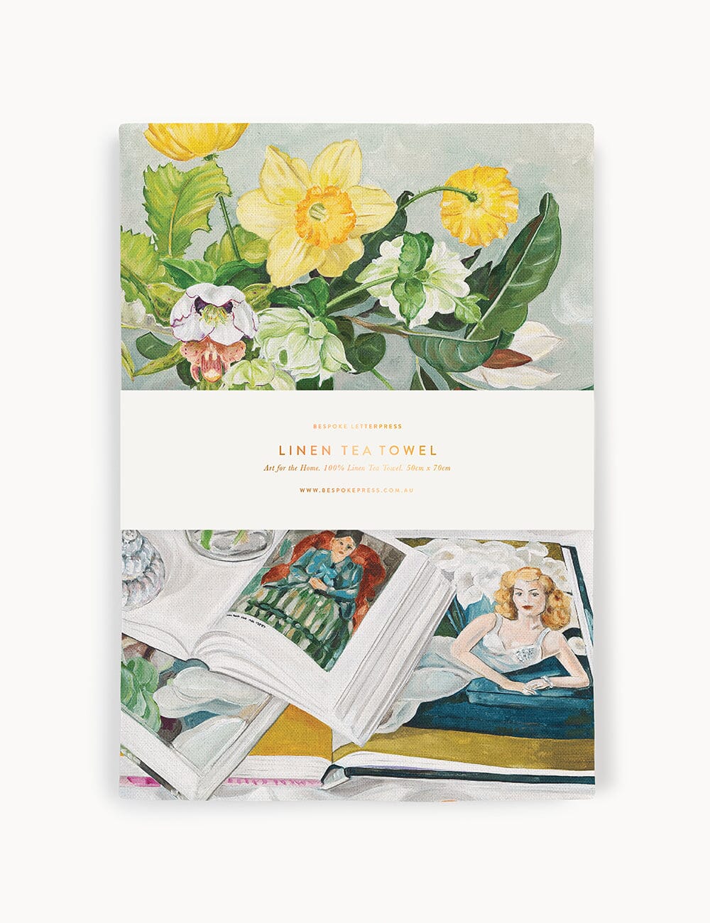 August Blooms 100% Linen Tea Towel