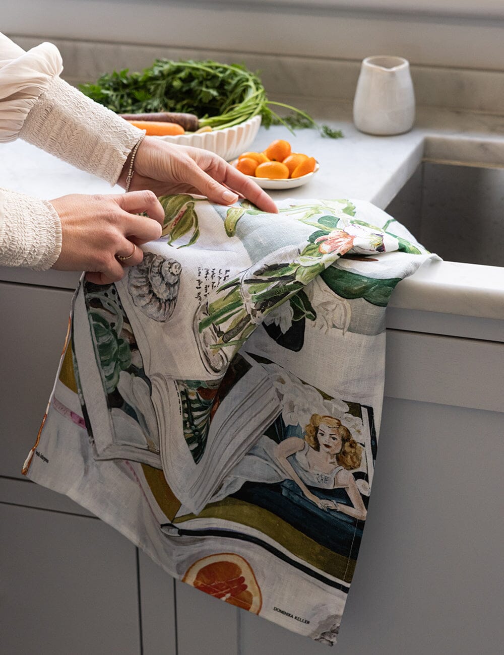 August Blooms 100% Linen Tea Towel