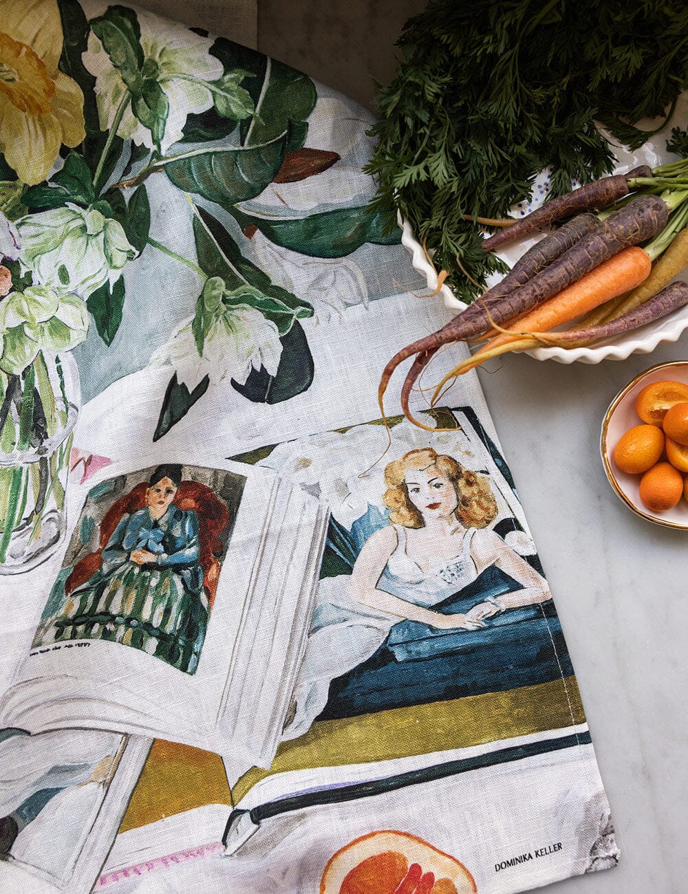 August Blooms 100% Linen Tea Towel