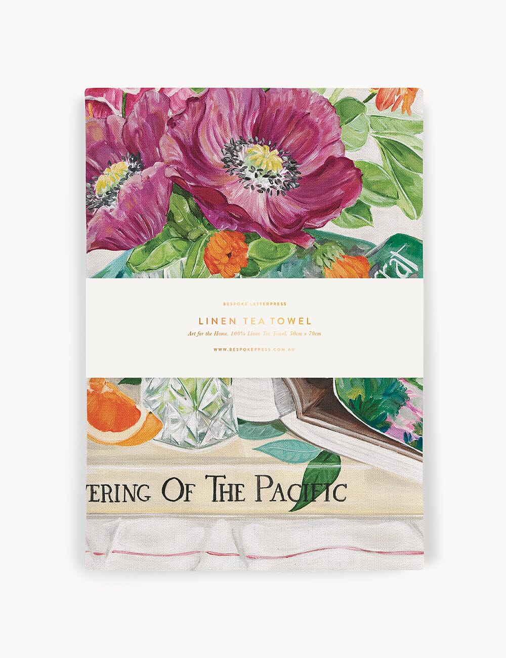 Poppies & Foxglove 100% Linen Tea Towel Tea Towel Bespoke Letterpress 