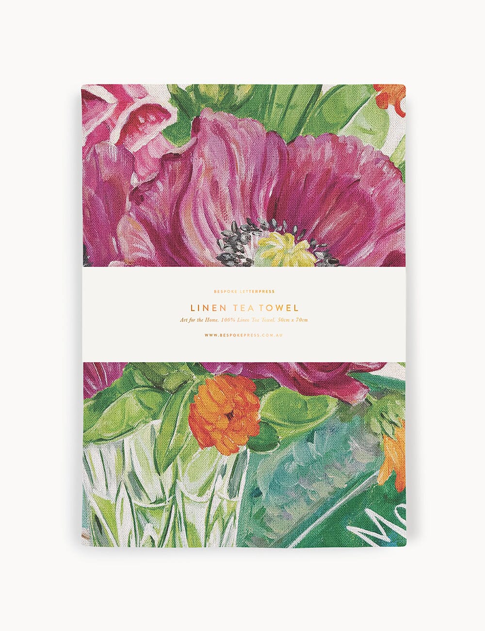 Poppies & Foxglove 100% Linen Tea Towel