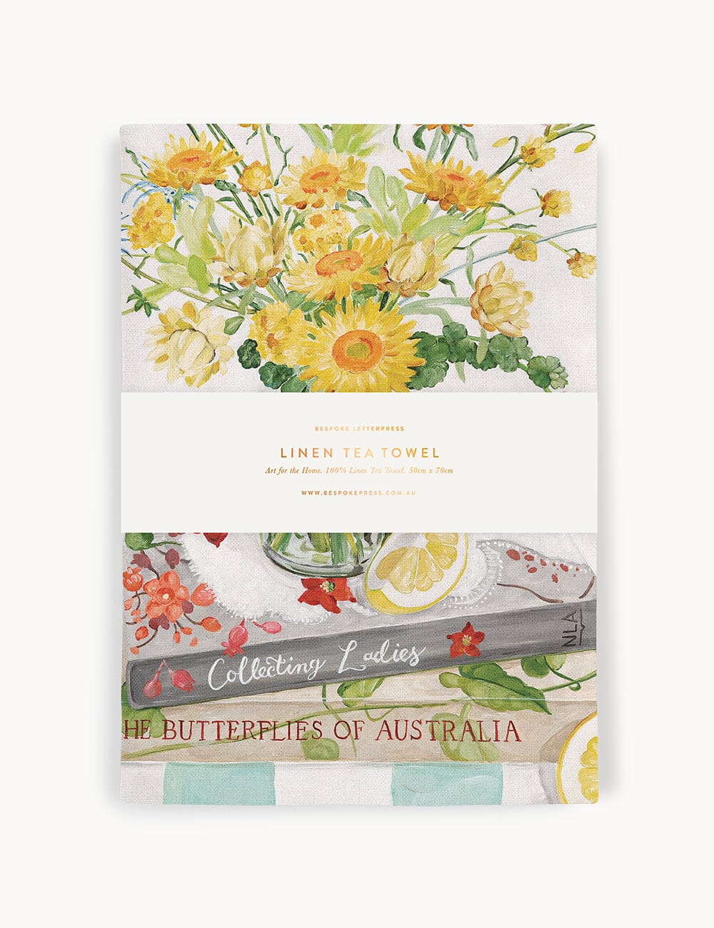 Native Wildflowers 100% Linen Tea Towel Tea Towel Bespoke Letterpress 