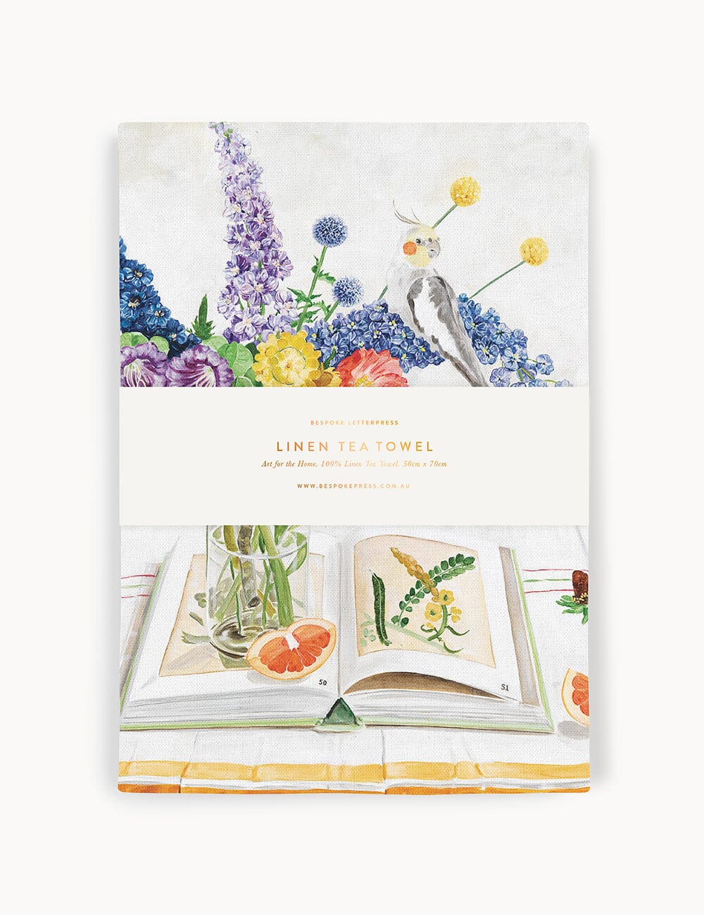 Cockatiel 100% Linen Tea Towel