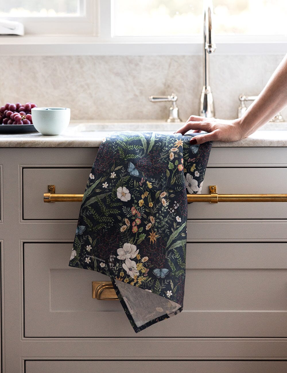 Dusk In Bloom 100% Linen Tea Towel