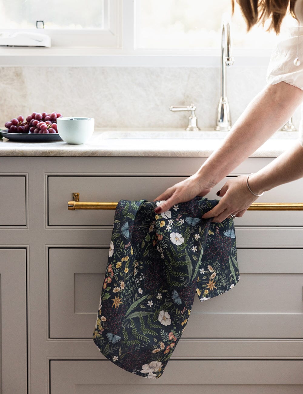 Dusk In Bloom 100% Linen Tea Towel
