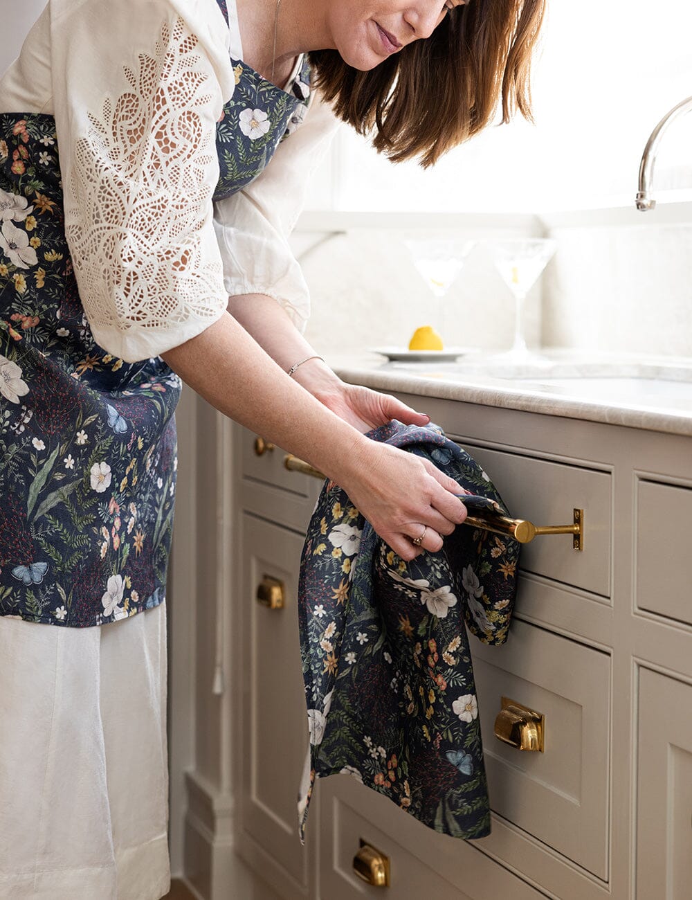 Dusk In Bloom 100% Linen Tea Towel