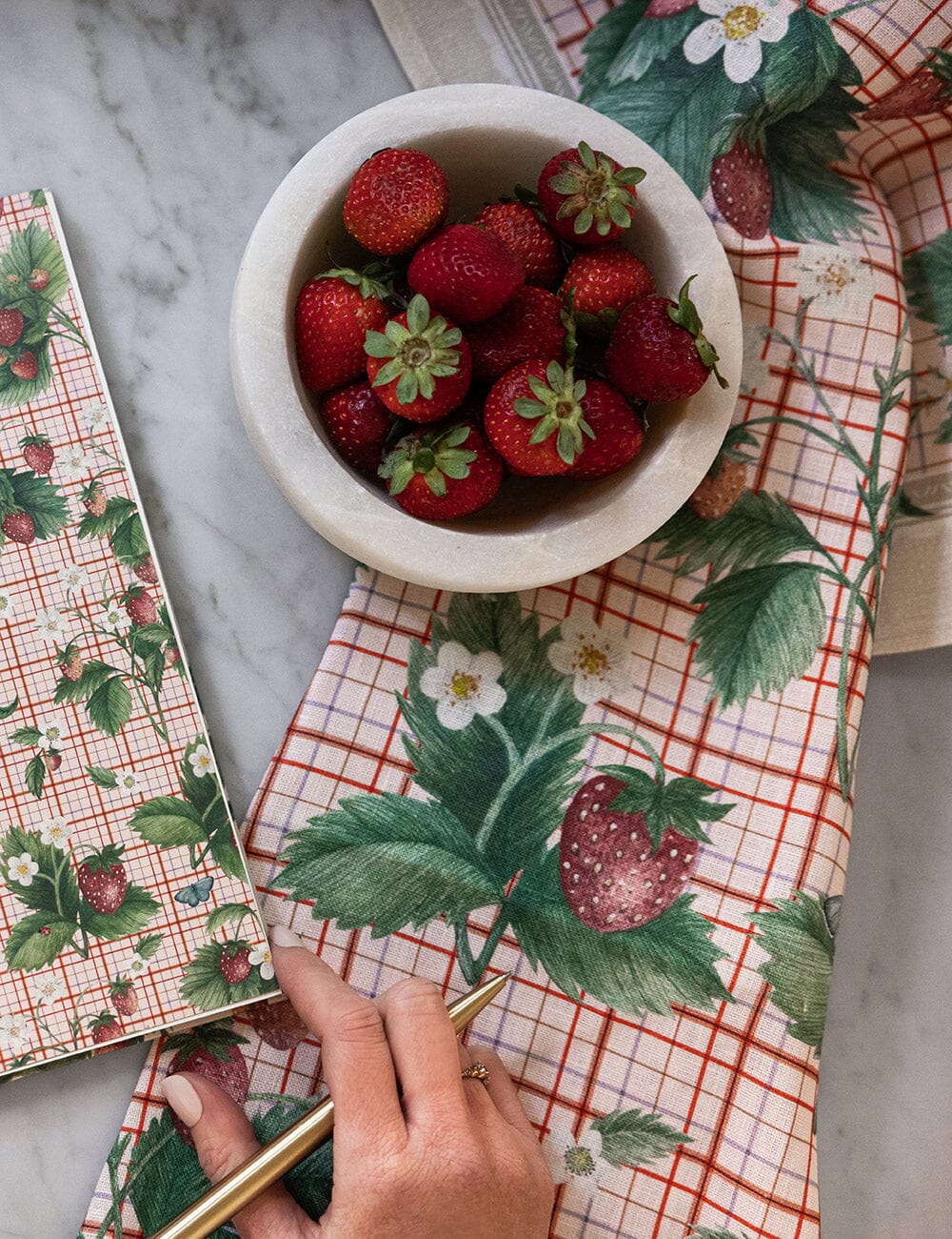 Strawberries 100% Linen Tea Towel