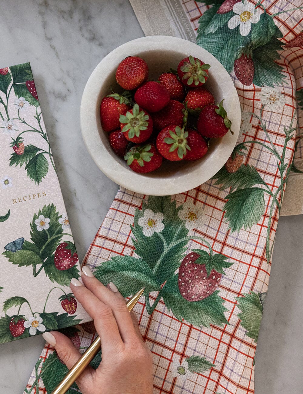 Strawberries 100% Linen Tea Towel