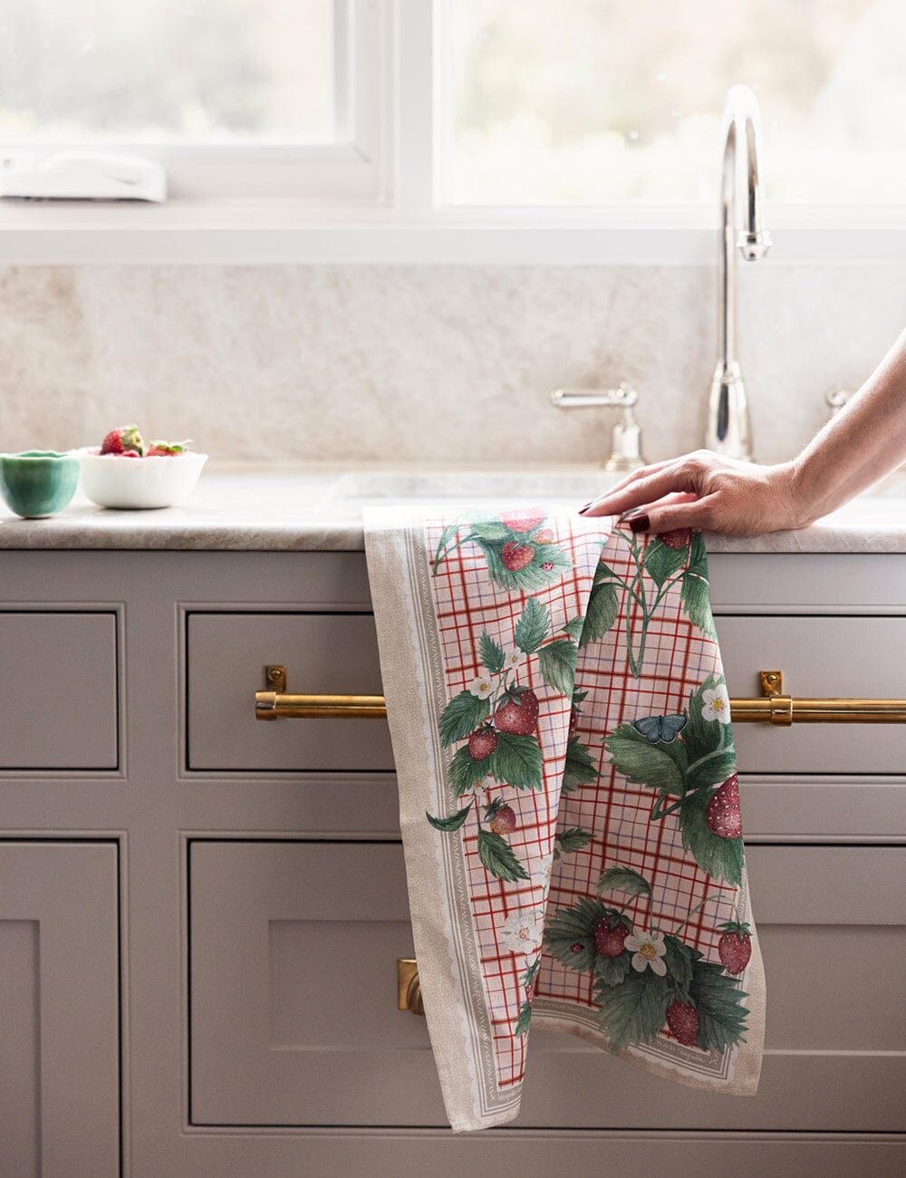 Strawberries 100% Linen Tea Towel