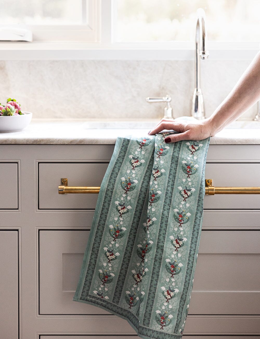 Christmas Songbirds 100% Linen Tea Towel