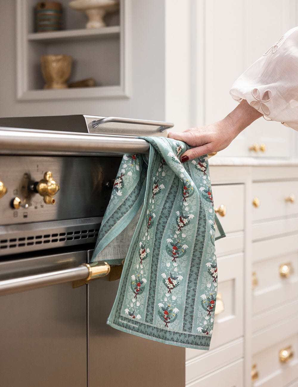 Christmas Songbirds 100% Linen Tea Towel