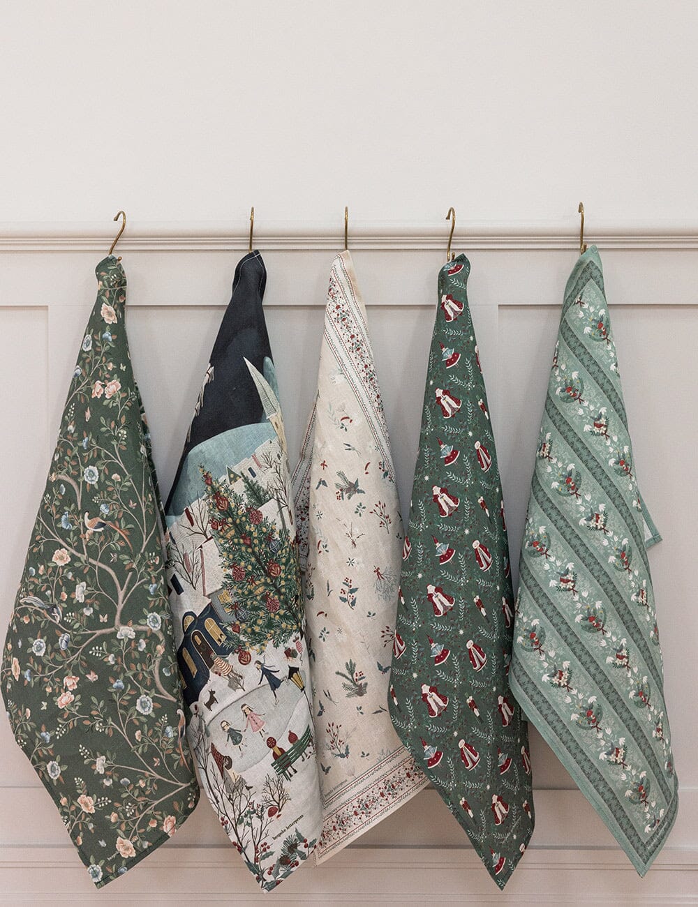 Christmas Songbirds 100% Linen Tea Towel