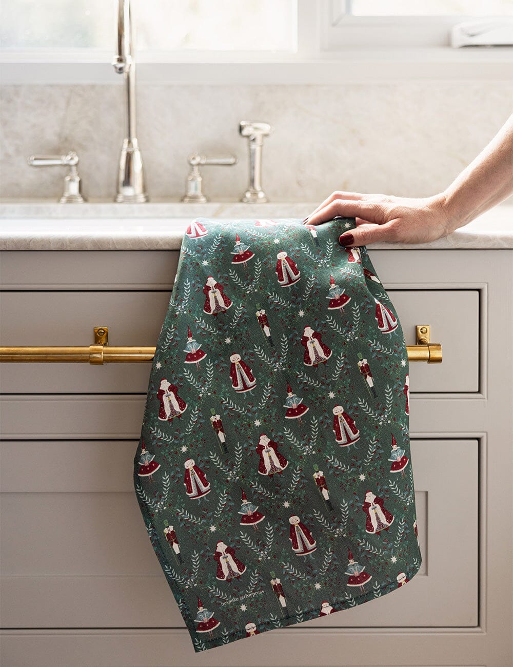 Mr & Mrs Claus 100% Linen Tea Towel Tea Towel Bespoke Letterpress 