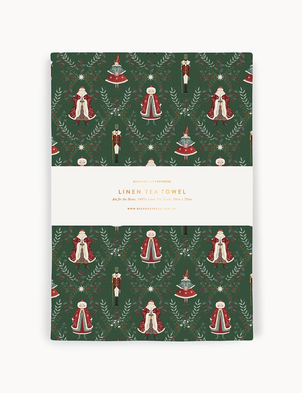 Mr & Mrs Claus 100% Linen Tea Towel Tea Towel Bespoke Letterpress 