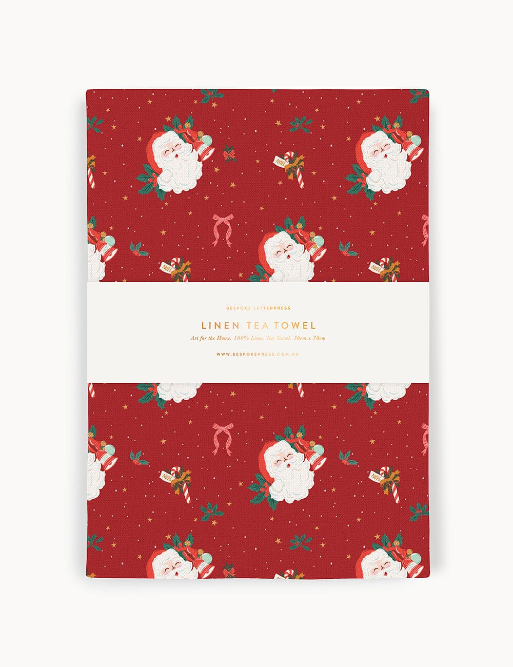 Jingle Bells 100% Linen Tea Towel Tea Towel Bespoke Letterpress 