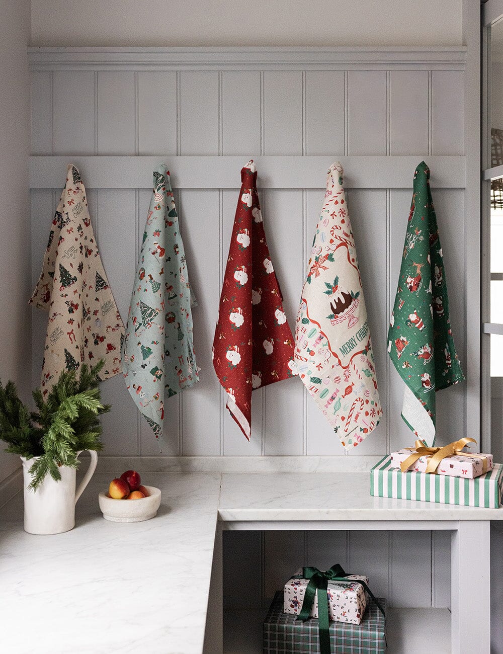 Jingle Bells 100% Linen Tea Towel
