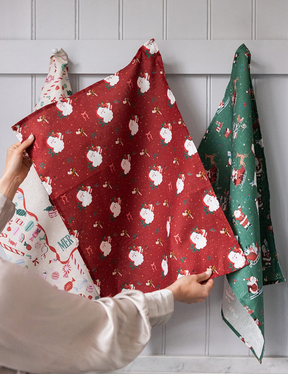 Jingle Bells 100% Linen Tea Towel