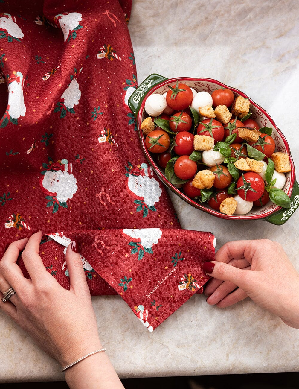 Jingle Bells 100% Linen Tea Towel