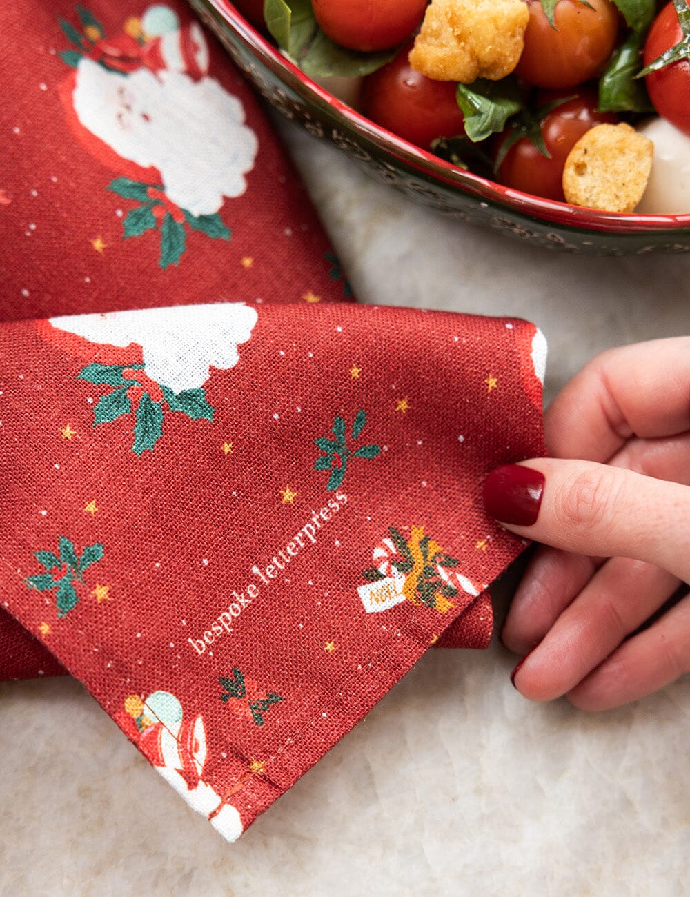 Jingle Bells 100% Linen Tea Towel