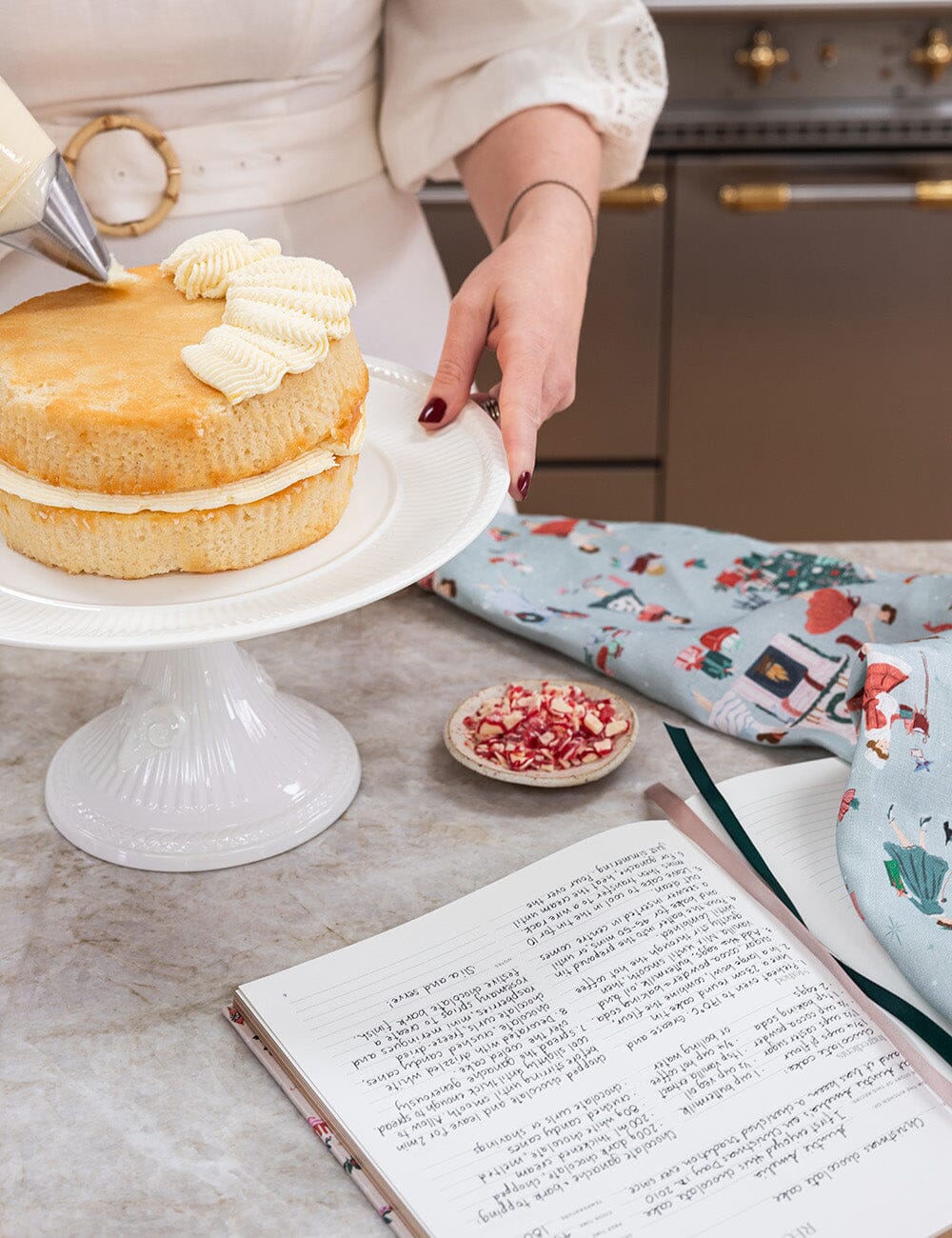 Christmas Ladies 100% Linen Tea Towel
