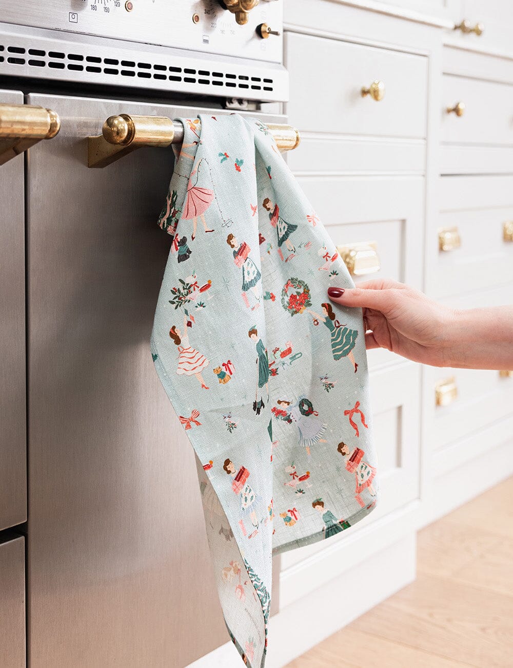 Christmas Ladies 100% Linen Tea Towel