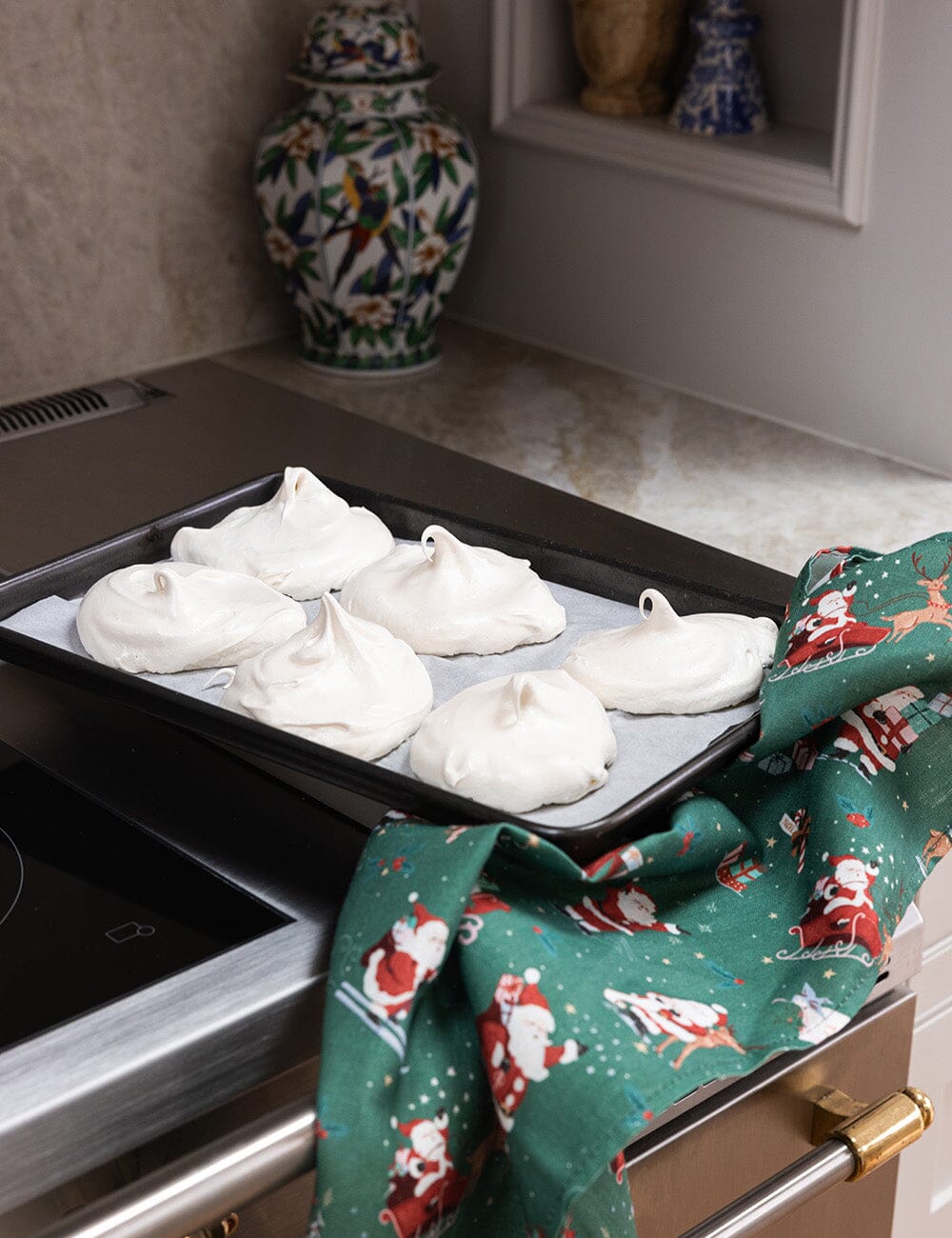 Christmas Santas 100% Linen Tea Towel