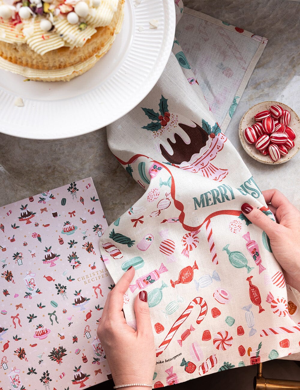 Christmas Treats 100% Linen Tea Towel