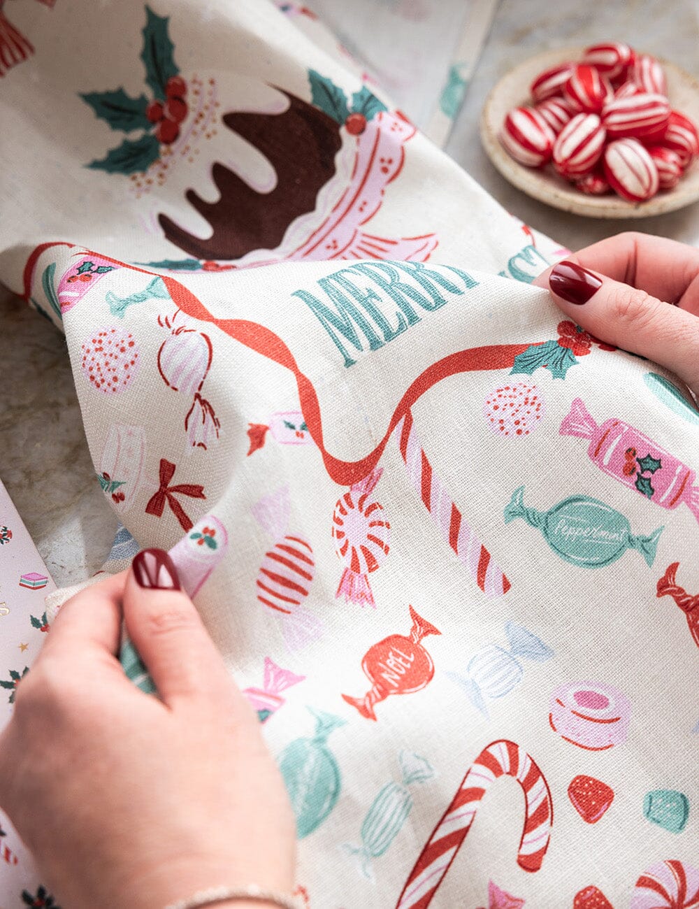 Christmas Treats 100% Linen Tea Towel
