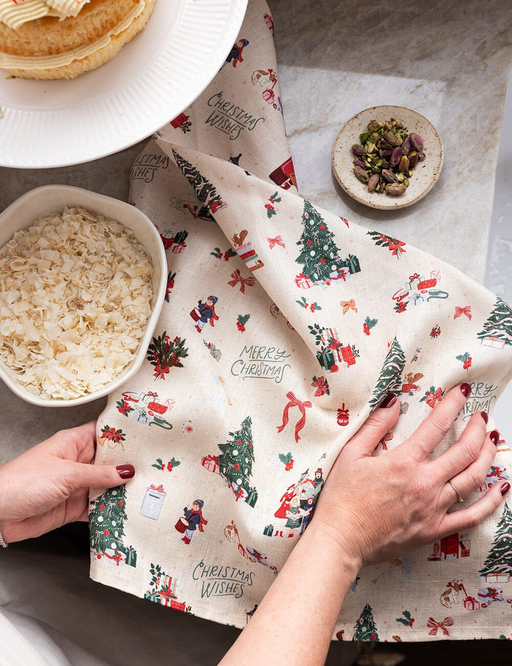 Season of Joy 100% Linen Tea Towel