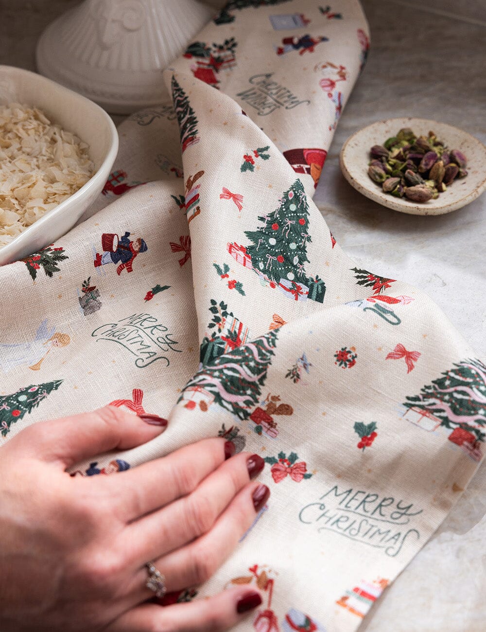 Season of Joy 100% Linen Tea Towel