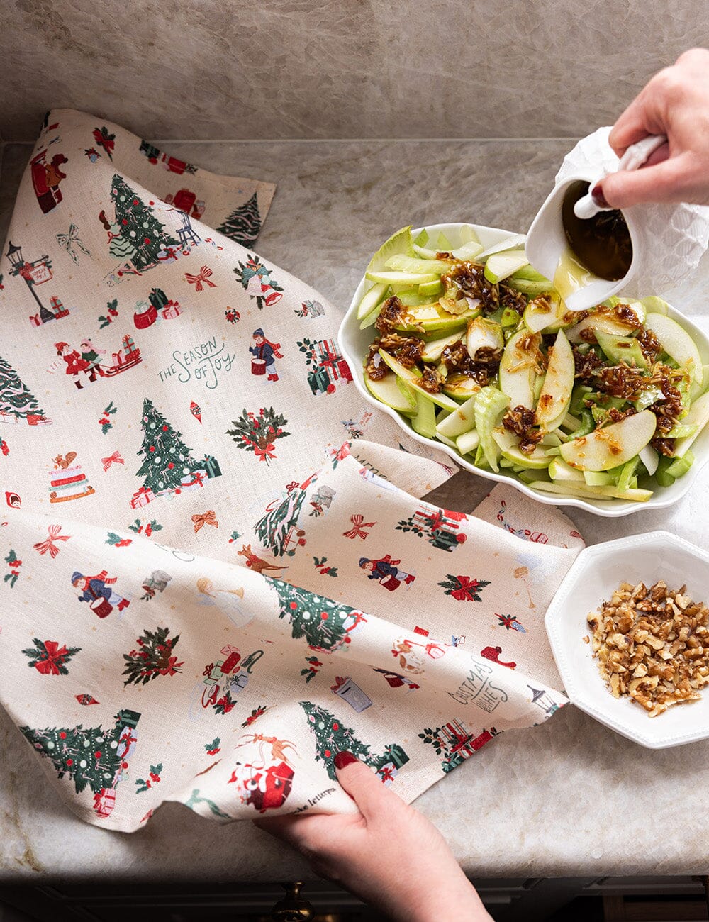 Season of Joy 100% Linen Tea Towel