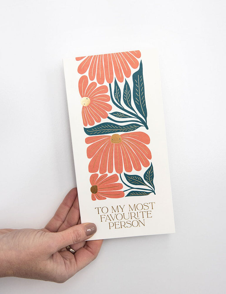 "To My Most Favourite Person" Tall Card Greeting Cards Bespoke Letterpress 