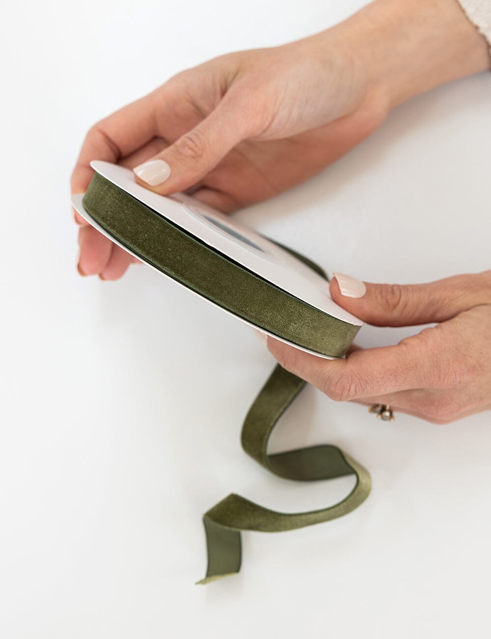 Olive Green Velvet Ribbon 16mm 10 Meters