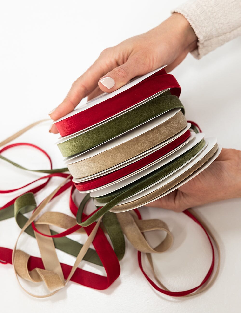 Olive Green Velvet Ribbon 16mm 10 Meters