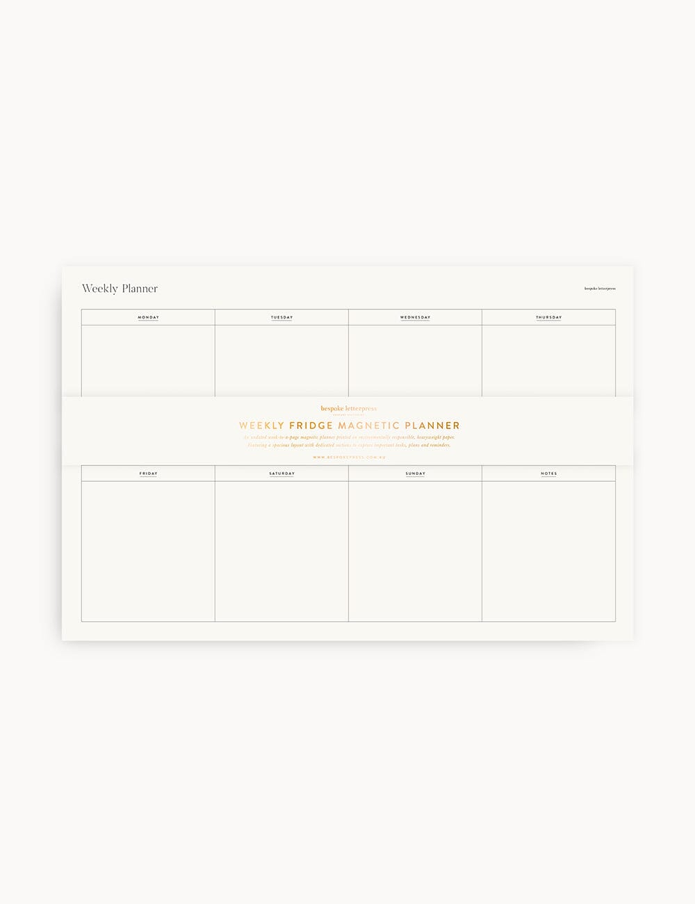 Weekly Fridge Planner Planners Bespoke Letterpress 