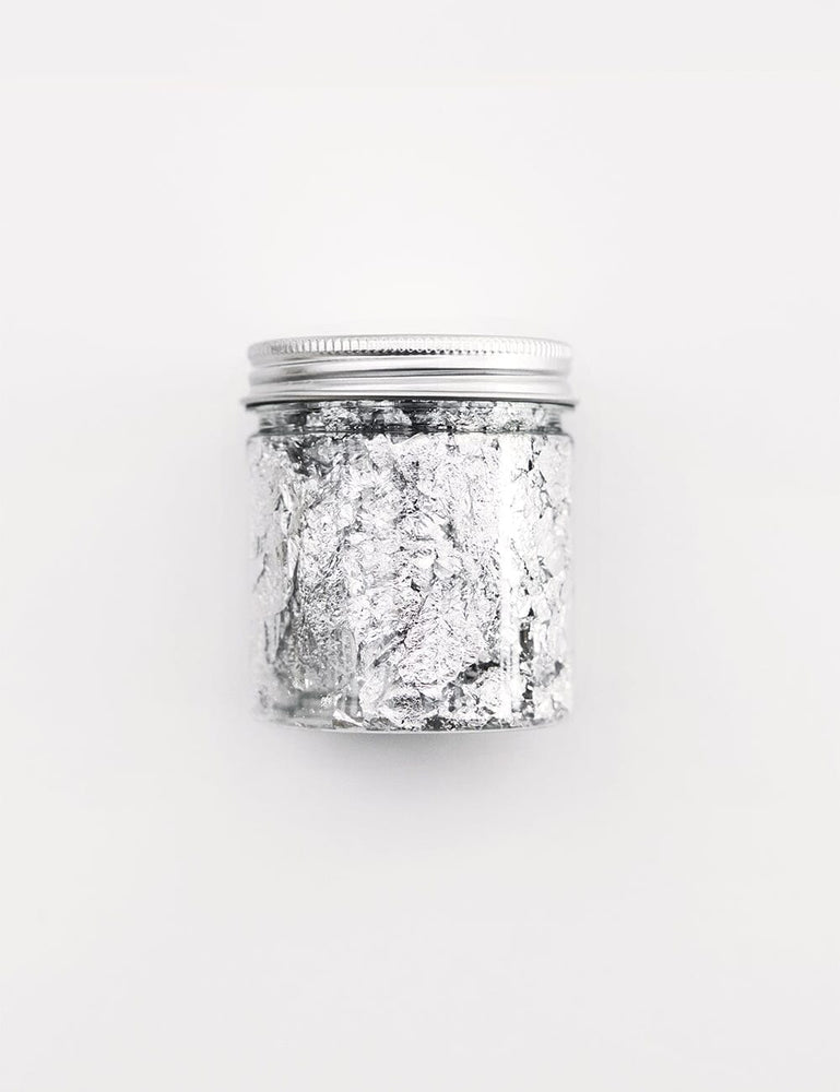 Wax Foil Leaf Jar- Silver
