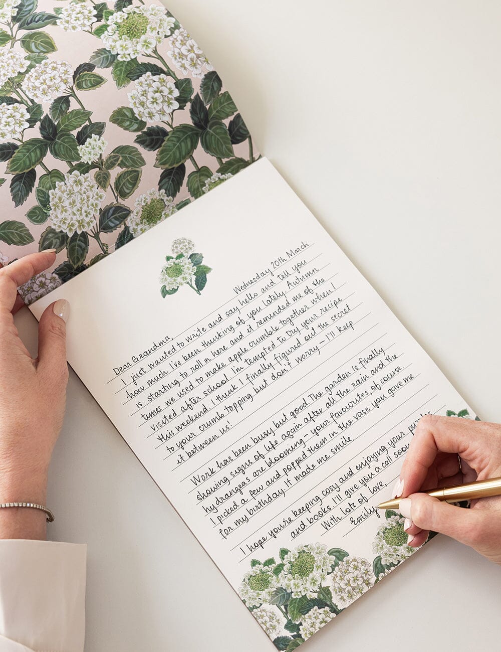 Hydrangea A4 Writing Pad Writing Paper Bespoke Letterpress 