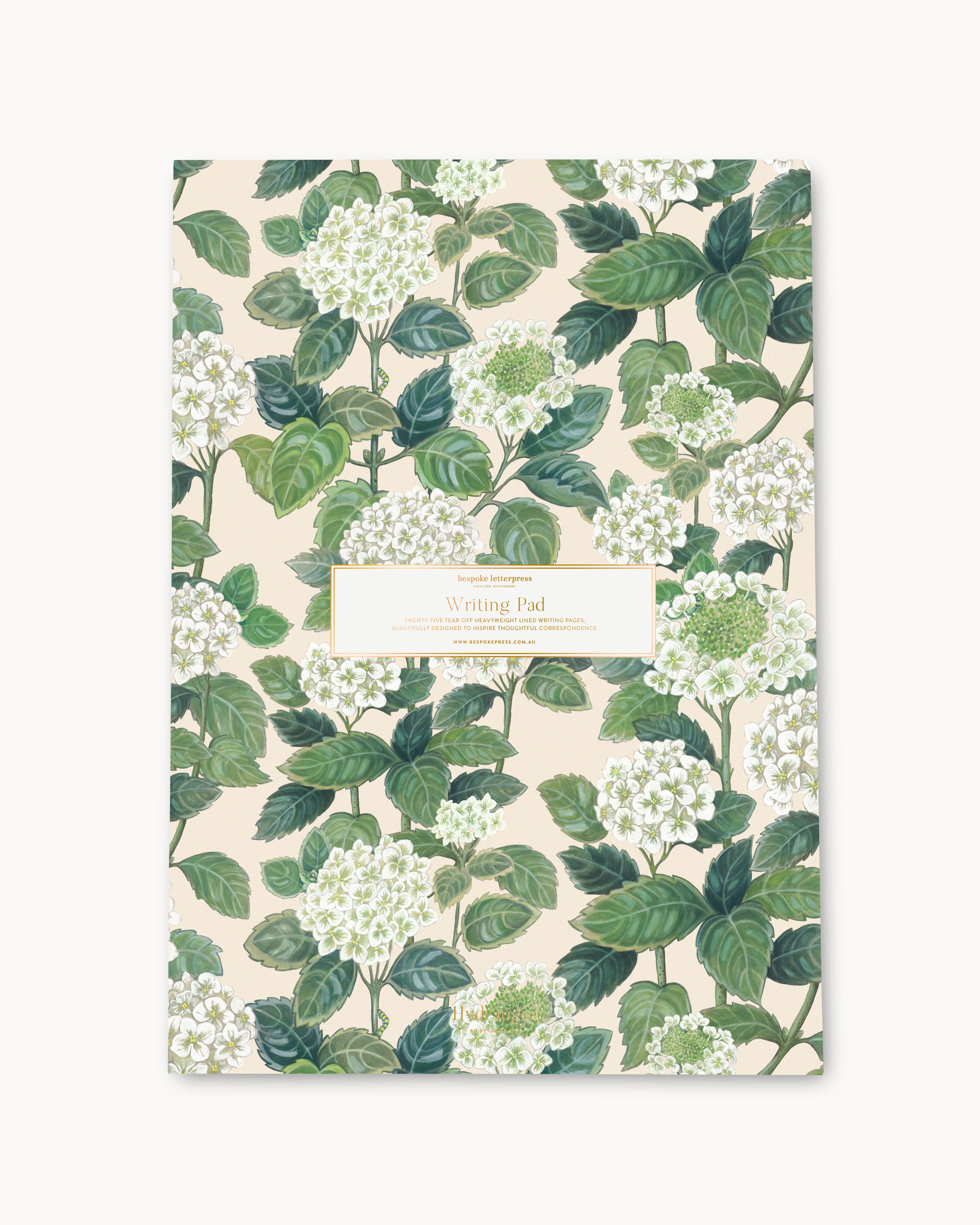Hydrangea A4 Writing Pad Writing Paper Bespoke Letterpress 
