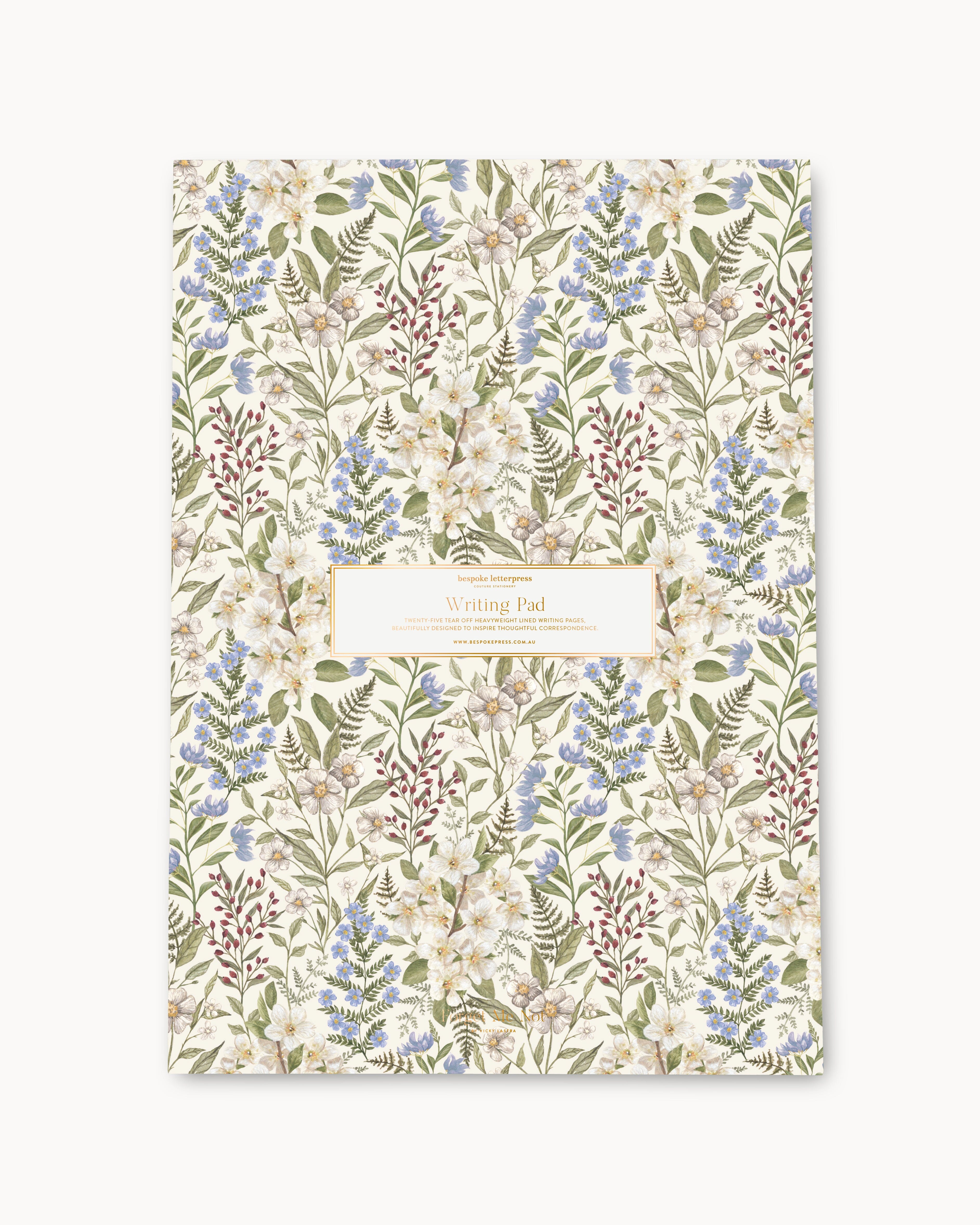 Forget Me Not A4 Writing Pad Writing Paper Bespoke Letterpress 