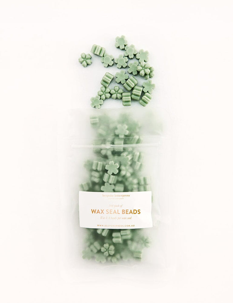 Wax Seal Beads- Mineral Green Desktop Stationery Bespoke Letterpress 